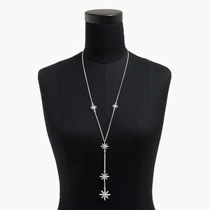 NEW NWT J.Crew Crystal Star Lariat Necklace Silver